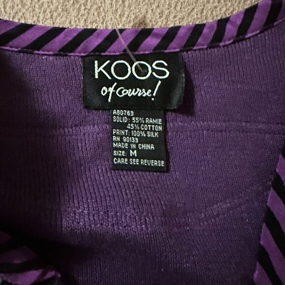 Koos Of Course VTG Cardigan Graphic Purple Sweater Long Sleeve Button 80s 90s M - Picture 3 of 3